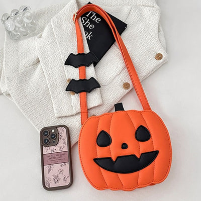 Halloween Pumpkin Crossbody Bag For Women Novelty Pumpkin Purse Halloween Devil Shoulder Bag Funny Crossbody Purse