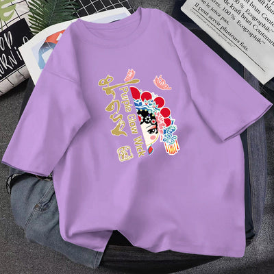 Summer T-shirt Women Loose Korean Style Purple Top