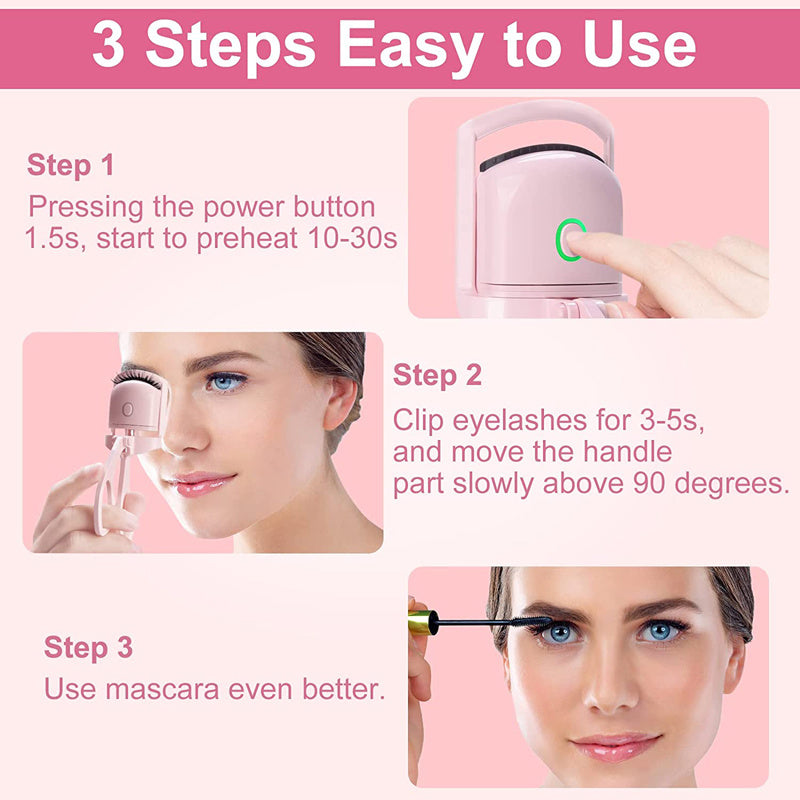 Eyelash Curler Portable Electric Heated Comb Eye Lash Long Lasting Eyelashes Curls Thermal Eyelash Curler Makeup Tools Heated Eyelash Curlers,Rechargeable Electric Eyelash Curler,Handheld Eyelash Heat