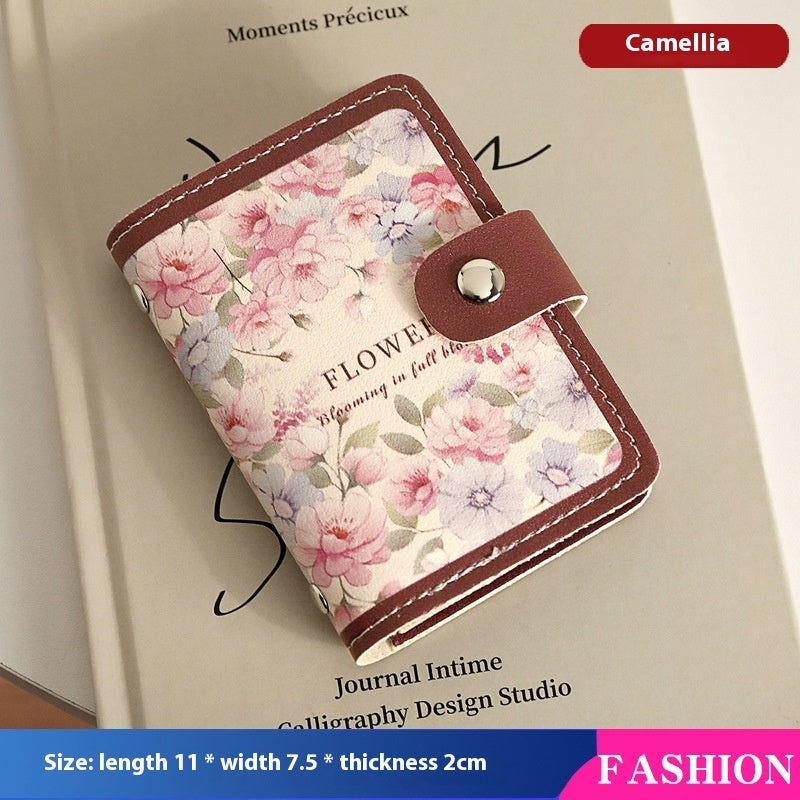 Women's Flower Oil Painting Retro Style Large Capacity Card Holder