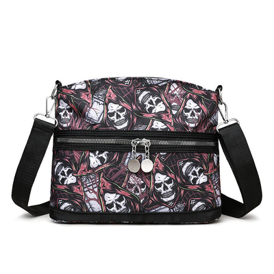 Halloween Skull Print Shoulder Bags Women's Waterproof Large Capacity Zipper Messenger Crossbody Bag