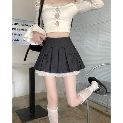 Black Suit Skirt Women's Summer High Waist-word Bow