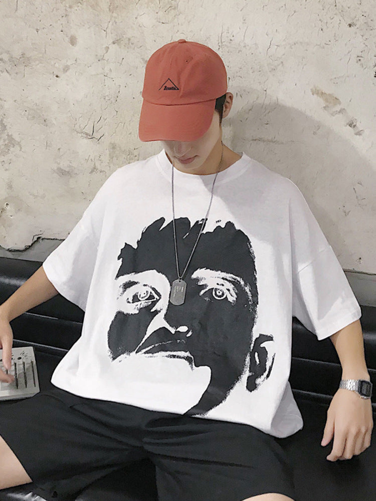 Short-sleeved T-shirt Tide Brand Hong Kong Style Fat Big Size Clothes Loose Trend Couple Ins Men's Clothing