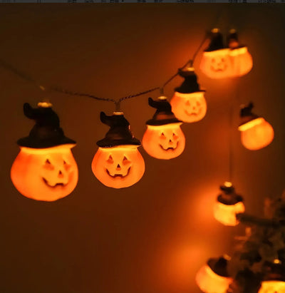 PVC Soft Material Halloween Lighting Chain Pumpkin Ghost Bat Modeling Lamp Indoor And Outdoor Home Decoration