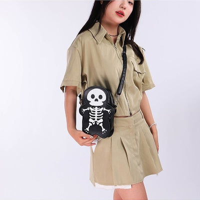 Halloween Skull Shoulder Bag Girls Fashion Funny Cute Messenger Crossbody Bags Women Small Phone Bag