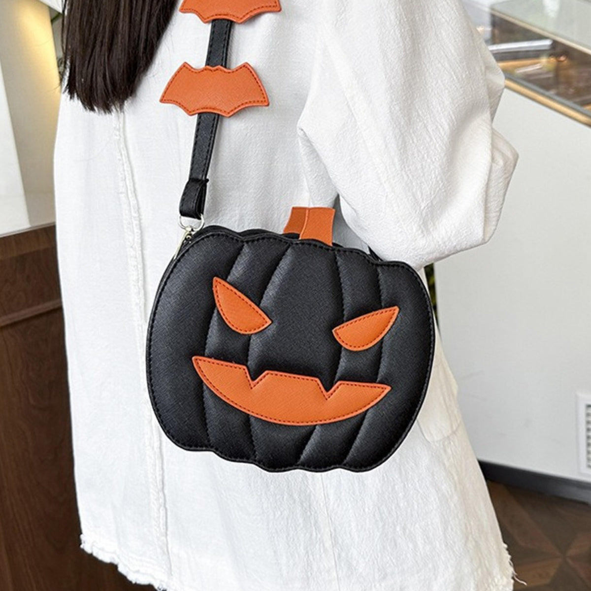 Halloween Pumpkin Crossbody Bag For Women Novelty Pumpkin Purse Halloween Devil Shoulder Bag Funny Crossbody Purse