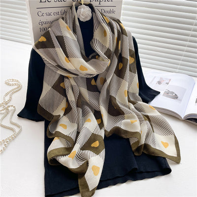 Chessboard Plaid Scarf Cotton And Linen High-grade Shawl