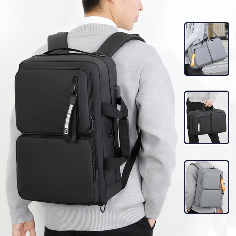 Multifunctional Backpack Large Capacity Business Laptop Bag Leisure Travel Commuter Schoolbag Portable Shoulder Bag - Gray & Black Options Available