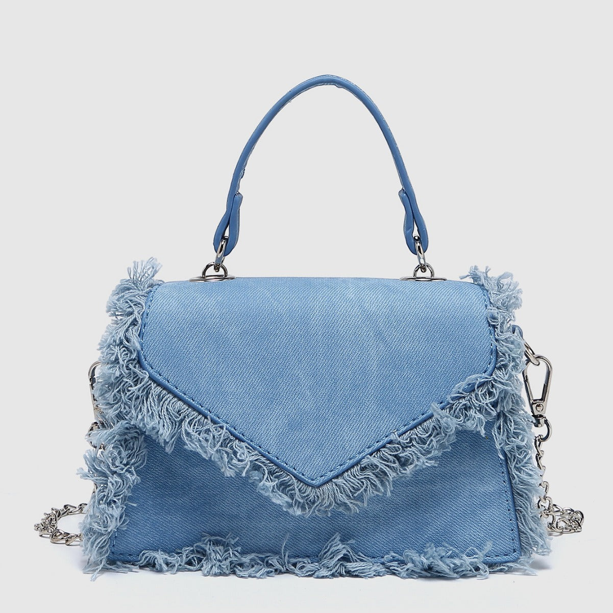 "Retro Tassel Bag Denim Blue Mini Crossbody Bag – Stylish and Fun Accessory"