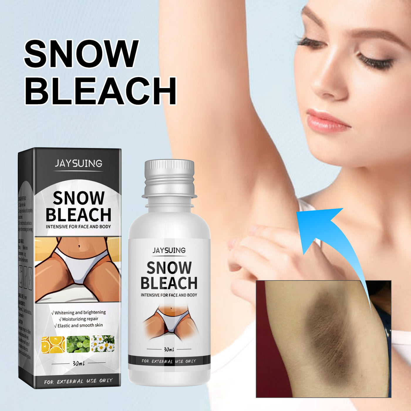 Snow Bleach Cream For Private Part Underarm Whitening, Dark Skin Bleaching Cream For Dark Spots, Face And Body Skin Lightening Bleaching Cream For Intimate Areas Brightening