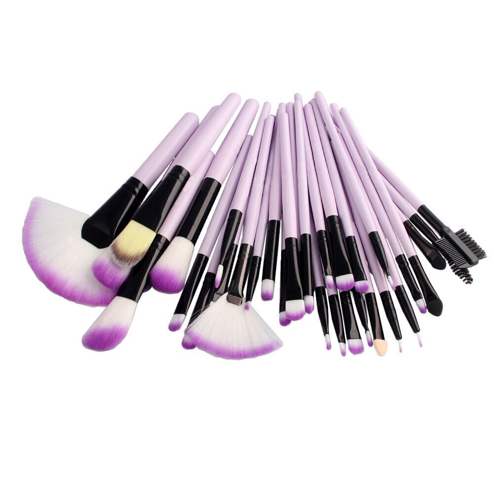 32Pcs Makeup Brushes Pouch Set Blending Powder Puff Professional Cosmetics Tools