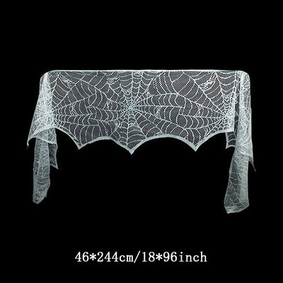 Halloween Spider Web Fireplace Cloth Lace Black Stove Towel Cloth Indoor And Outdoor Home Decoration