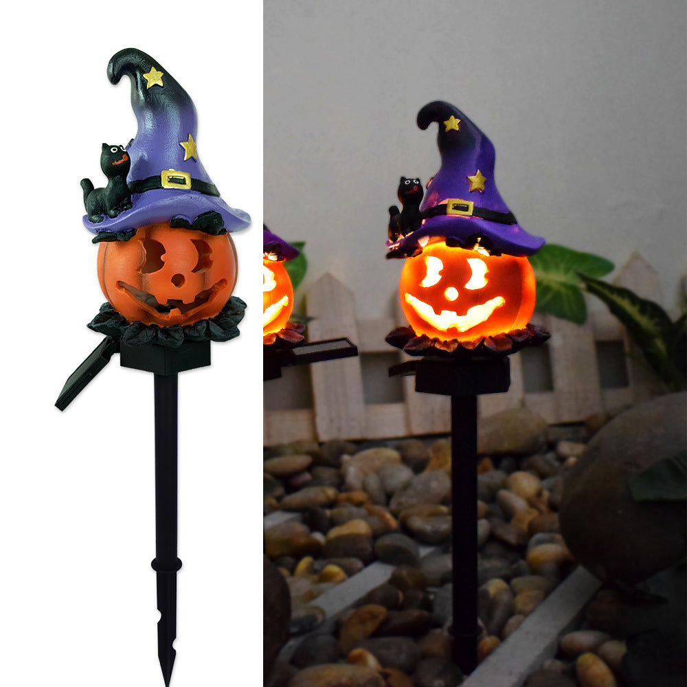 Creative Solar Outdoor Garden Halloween Pumpkin Lantern Resin Handicrafts Garden Festival Atmosphere Decorative Insert Light