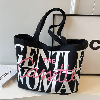 Letter Printed Totes Fashion Large Capacity Canvas Bags Women's Handbag Cute Sweet Shoulder Bag