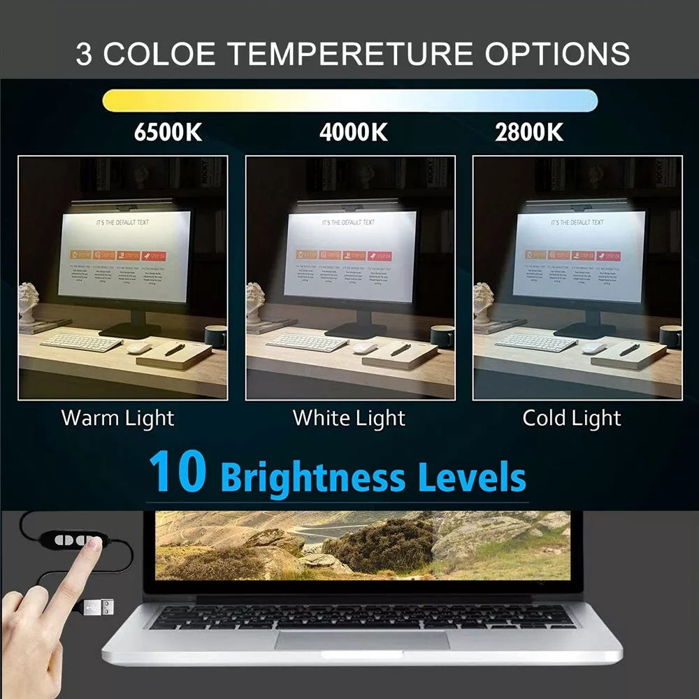 Computer LED Light Bar With USB Connectivity, Eye-Caring Technology, And Adjustable Brightness For Monitors