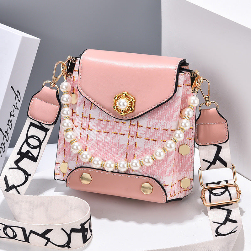 Fashion Women'S Crossbody Bag Girl'S Cute Princess Wallet Classic Shoulder Bag Summer Pearl Chain Phone Bag