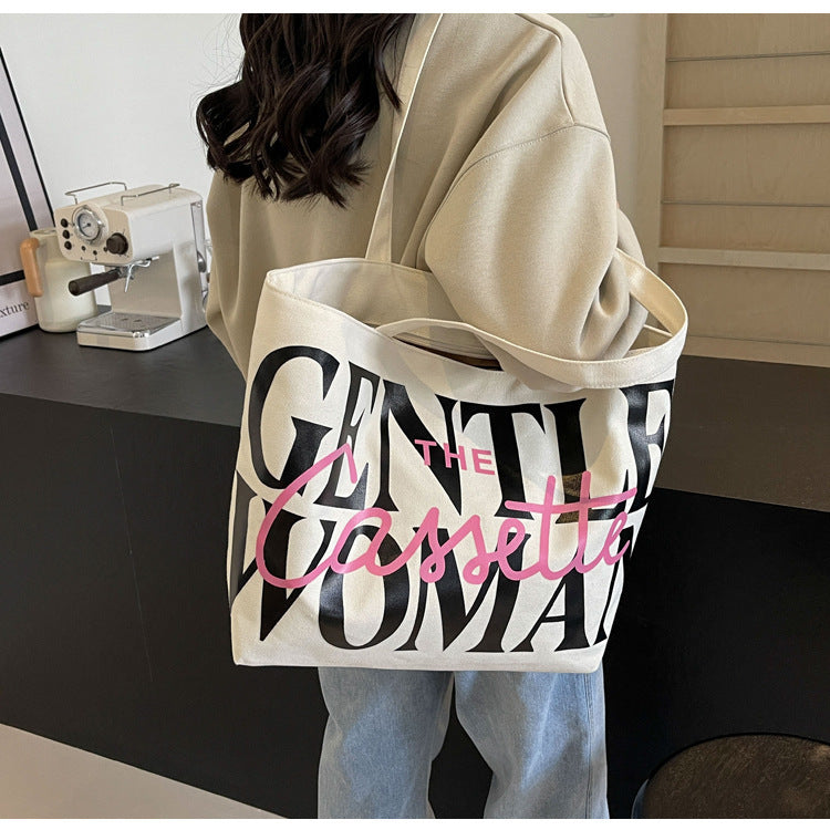 Letter Printed Totes Fashion Large Capacity Canvas Bags Women's Handbag Cute Sweet Shoulder Bag