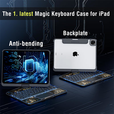 360 Swivel Keyboard Clear Case For IPad Smart Trackpad Bluetooth Keyboard Case Cover With Pen Slot