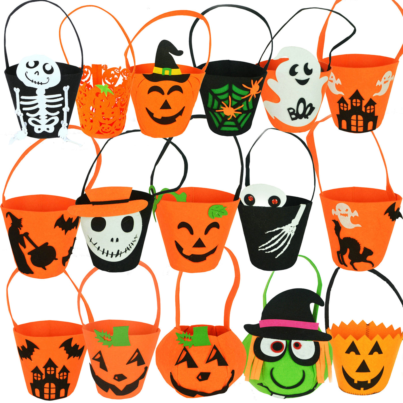 Halloween Pumpkin Bag Non-woven Portable Pumpkin Bucket