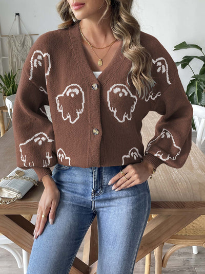 Halloween Sweater Coat Women's Loose Casual Button Sweater